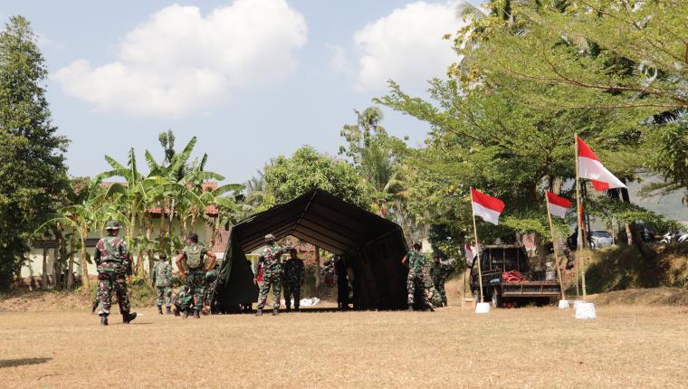 Tenda Penutupan Mulai Didirikan TMMD Reguler ke-129 Gumelem Kulon Segera Berakhir